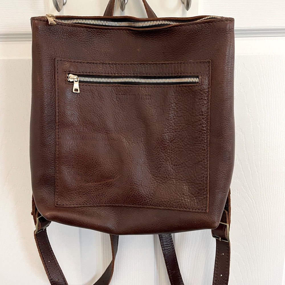 Portland Leather Goods Tote Backpack in Coldbrew
